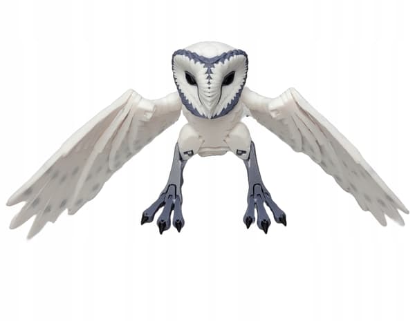 Movable Barn Owl Figurine, Articulated, 3D-Printed, Colourful, White Model