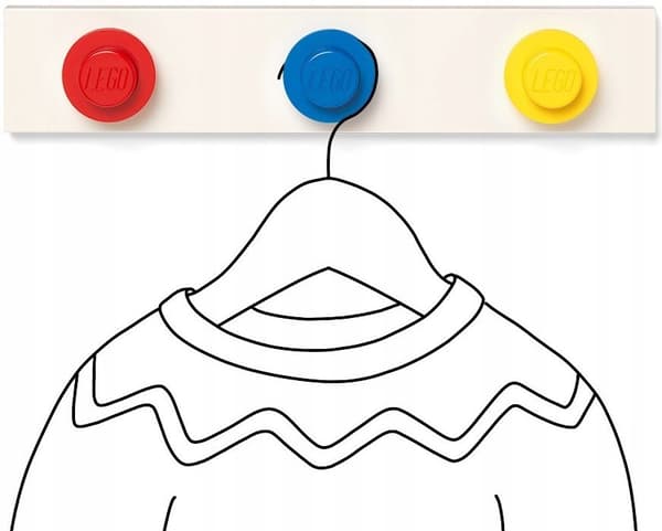 LEGO HANGERS ON A RAIL (RED, BLUE, YELLOW