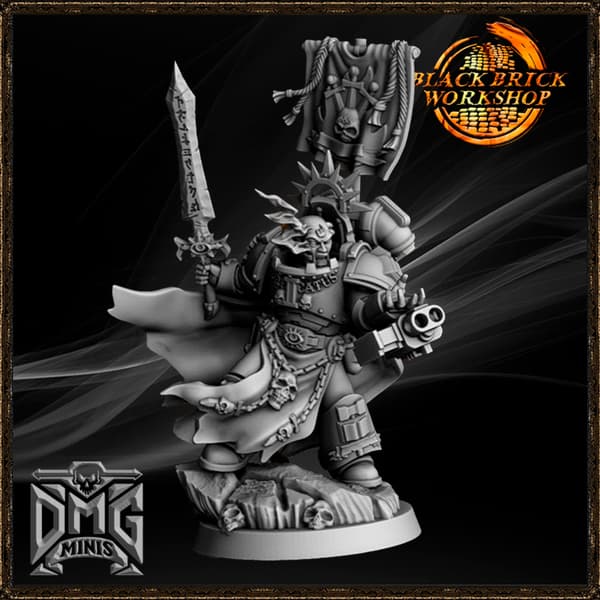 Silver Wardens Purificatus Swordmaster – proxy miniature for board games/D&D/GURPS