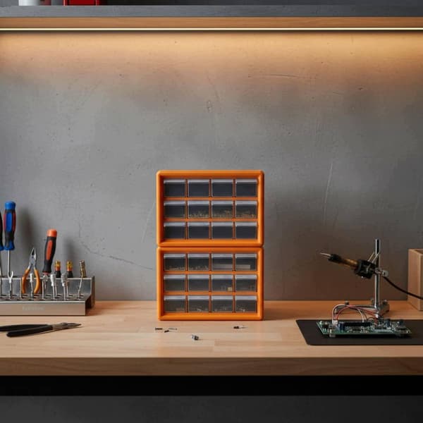 Organiser, Cabinet, Clear Drawers, Drawer, Cabinet, Stackable, 8-Grid, Orange