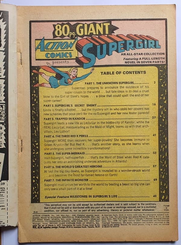 Supergirl Action Comics Comic Book 1968 80 pages USA