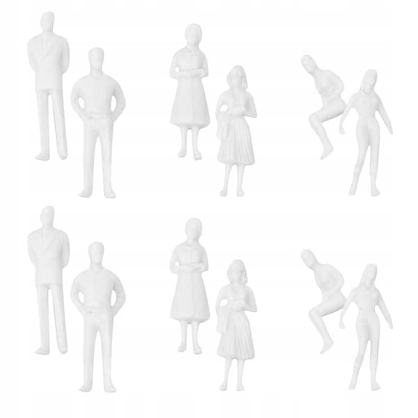50 MINIATURE WHITE FIGURINES FOR MODELS AND DECORATIONS