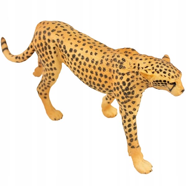 YELLOW PLASTIC CHEETAH FIGURINE – REALISTIC ANIMAL DECORATION
