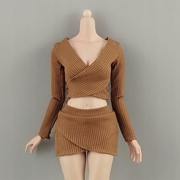 1:6 Scale Basic Crop Top Costume – Female Figure, Brown