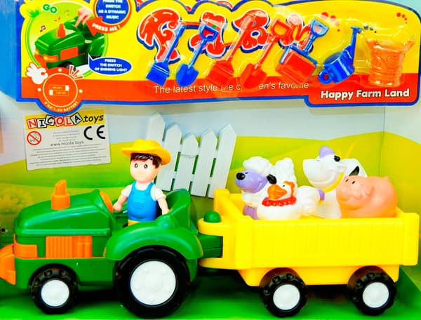 ANIMAL FIGURINES FARM SET + TRACTOR WITH LIGHTS 3188