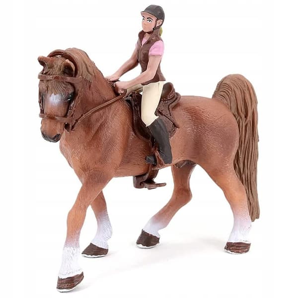 BROWN HORSE AND RIDER FIGURINE