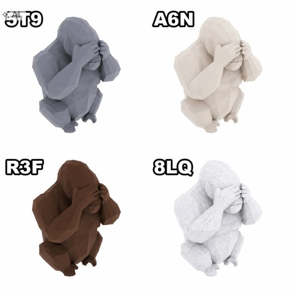 LOW-POLY GORILLA FIGURINE – MODERN SHELF DECORATION – MANY COLOURS