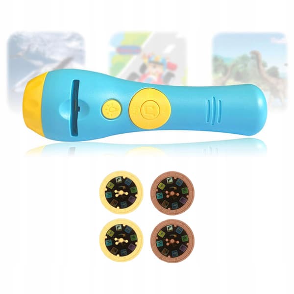 Cute Projector Torch Educational Toy Ceiling/Wall Night Light Blue 4 Slides