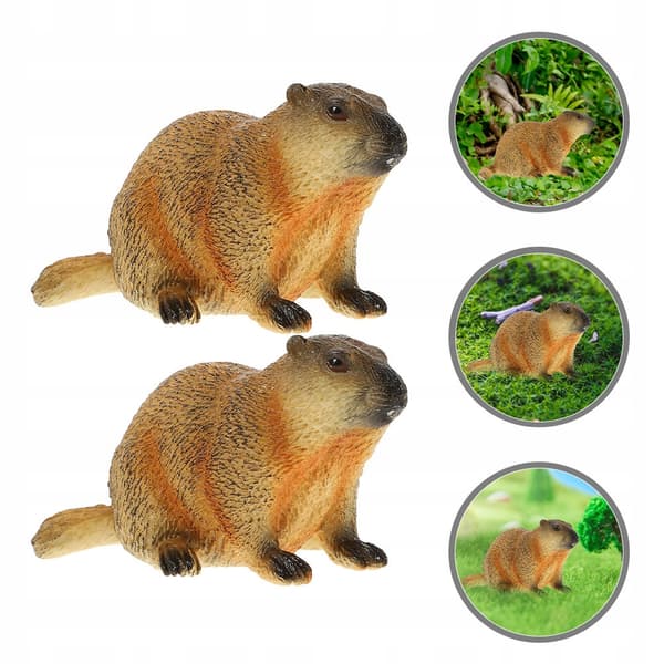 2 REALISTIC MARMOT FIGURINES – DECORATION