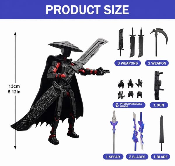 PLUSHCEWT T13 Action Figure with Interchangeable Limbs and Accessories