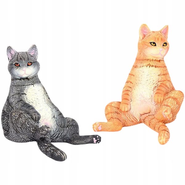 2 COLOURFUL CAT FIGURINES FOR INTERIOR DECORATION
