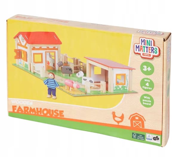 Wooden farm with Mini Matters play figures