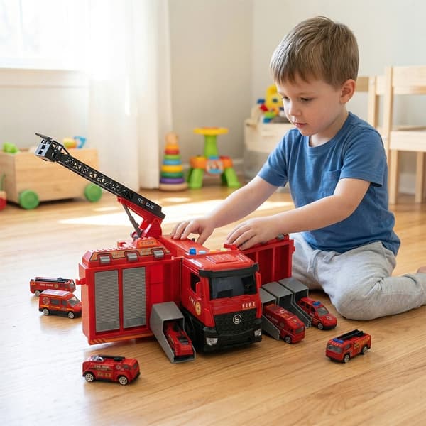 Toy fire engine, accessory set with lights and sounds