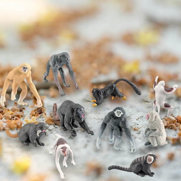 10 Plastic Mini Orangutan Monkey Figurines – ‘Tiny Jungle’ Party Favours