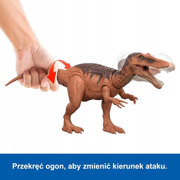 A DINOSAUR FIGURINE WITH A ROAR AND A MULTI-DIRECTIONAL ATTACK FOR PLAY