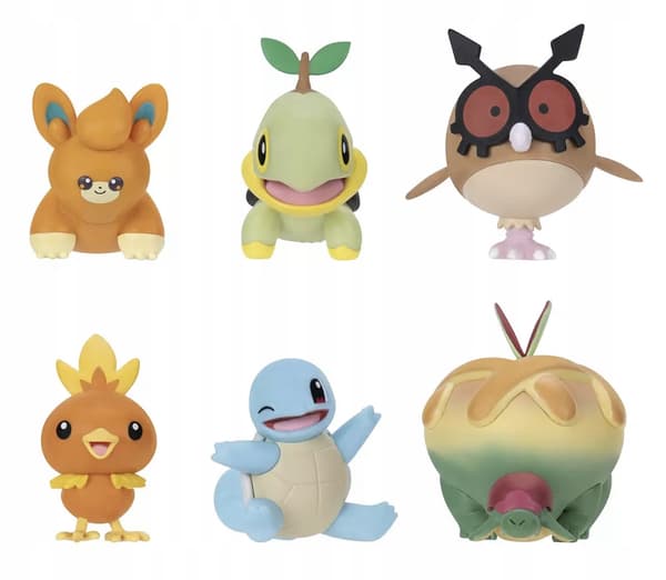POKEMON 6 Figures: Squirtle, Pawmi, Torchic, Turtwig, Hoothoot, Appltun