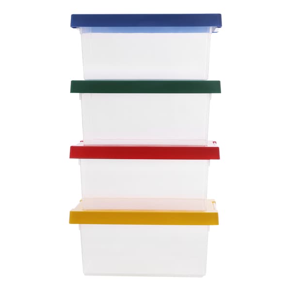 4 × 9L CHILDREN’S BLOCK STORAGE CONTAINERS × 4 × STACKABLE TOY ORGANISER