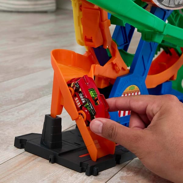 HOT WHEELS CAR TRACK SET: LOOP, FERRIS WHEEL, LIGHTS AND SOUNDS + CAR