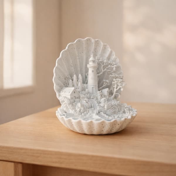 DECORATIVE SHELL FIGURINE WITH A SEA SNAIL ON A BASE – MANY COLOURS AVAILABLE