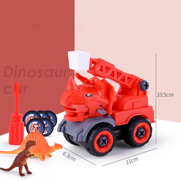 Fun Dinosaur Car Construction Set – Educational Toys – DIY – Take-Apart – Red