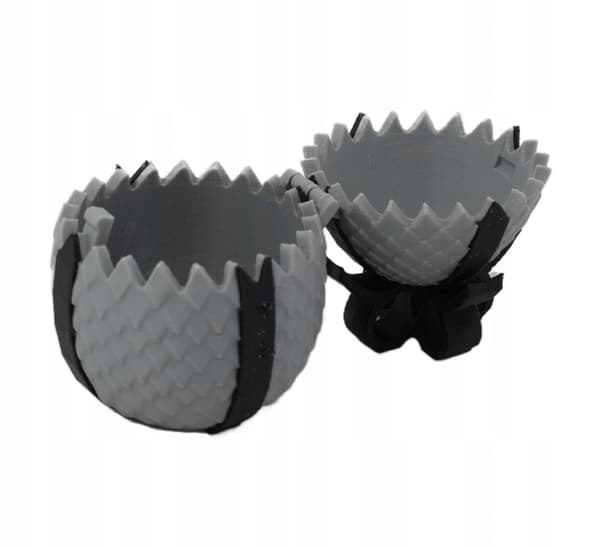 Sani figurine, Egg with ribbon, 75 x 110 mm, Grey, Black