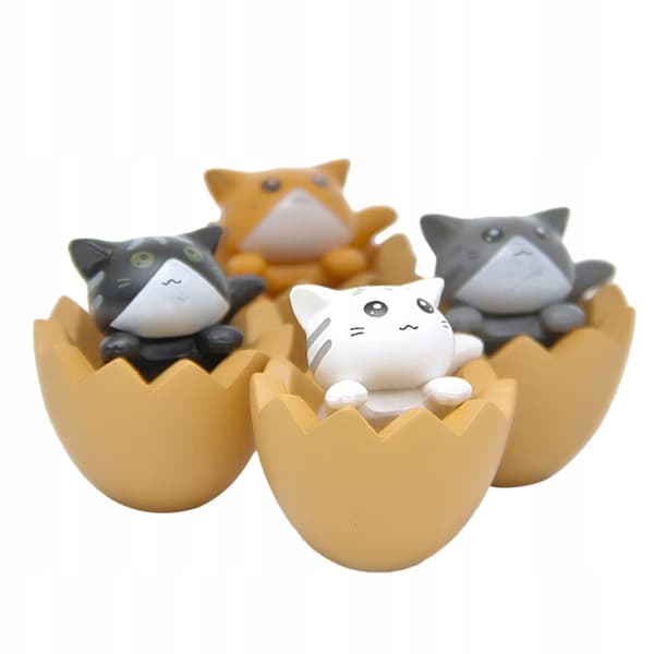 4 REALISTIC CAT FIGURINES, MINI PVC DECORATIONS