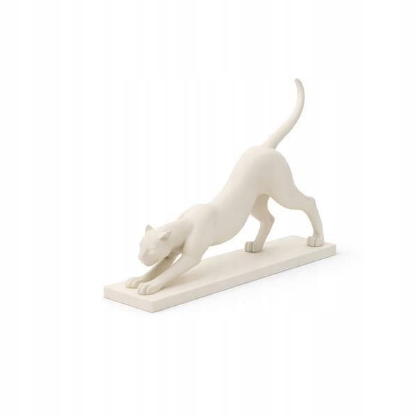 STRETCHING PANTHER FIGURINE ON A BASE – DECORATIVE, MULTICOLOURED