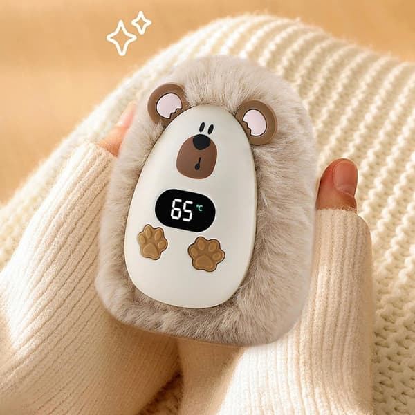 Beige Rechargeable Hedgehog Plush Hand Warmer, 45°C / 55°C / 65°C