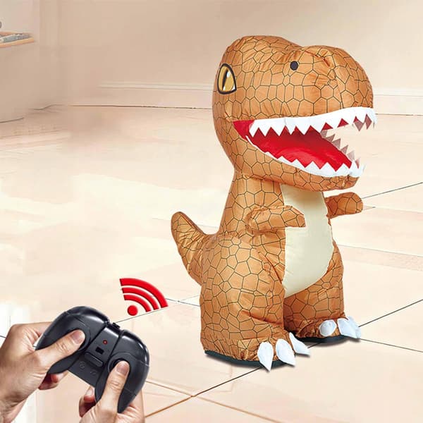 Inflatable Dinosaur Remote-Controlled Toy – Christmas Walking Electric Brown