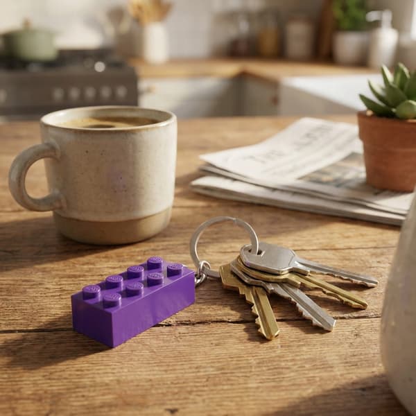 LEGO Classic 853379 Purple Brick Keyring – Chrome