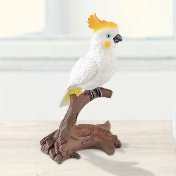 Parrot Model Statue – Lifelike, Small, Portable Collectables – Yellow Head