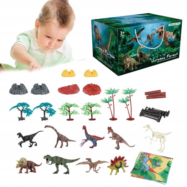 DINOSAUR FIGURES – LARGE SET, JURASSIC FOLDABLE MAT, SUITCASE