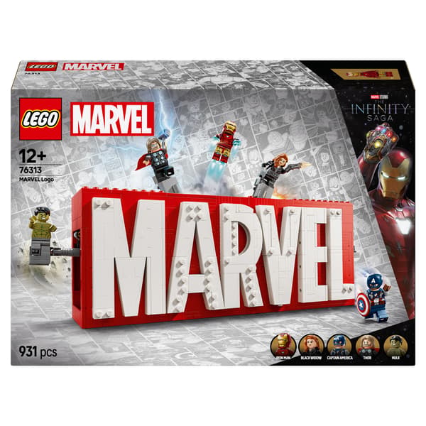 LEGO Marvel 76313 MARVEL Logo and minifigures