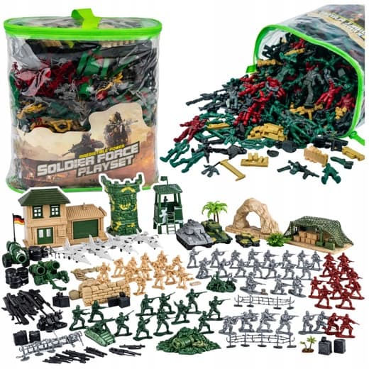 LARGE SET: MILITARY BASE AND SOLDIER FIGURINES