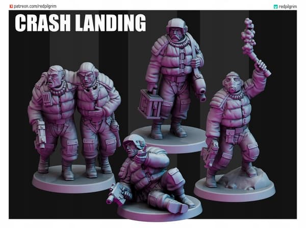 AIRBORNE FORCES CRASH LANDING x4 Red Pilgrim Minia