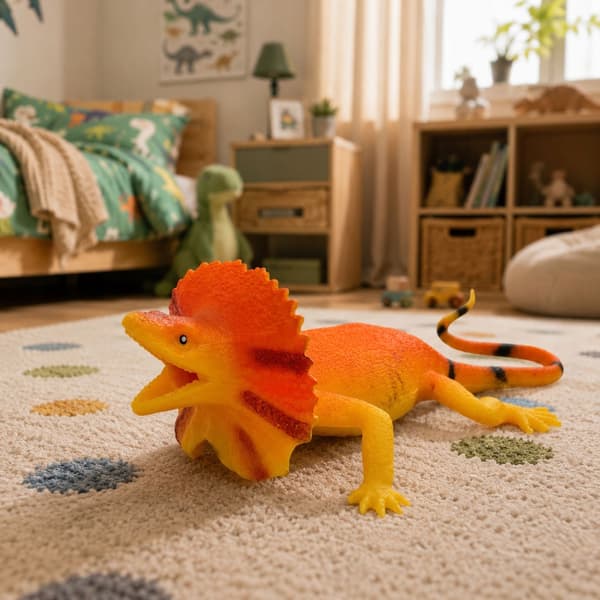 Rubber Collared Lizard Figurine – Stretchable and Realistic, 19 cm