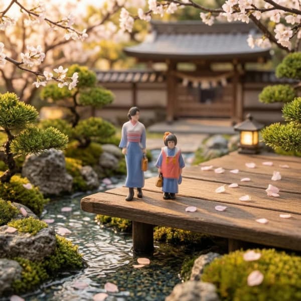 2 mother-and-daughter figurines. Based on a 1:64 scale model