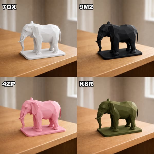 LOW-POLY GEOMETRIC ELEPHANT FIGURINE FOR DECORATION – MANY COLOURS