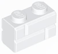 LEGO Brick 98283 Brick, Small Brick, Wall Brick, 1x2 Brick, White, 200 pieces