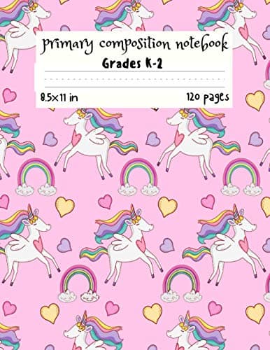 Unicorn Composition Notebook with Space for Pictures, Years K–2: Unicorn Compo