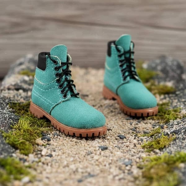 1:6 scale combat boots, high-top style 1:6 scale boots, handmade, light green