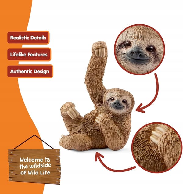 SCHLEICH Sloth WILD LIFE Educational Hand-painted