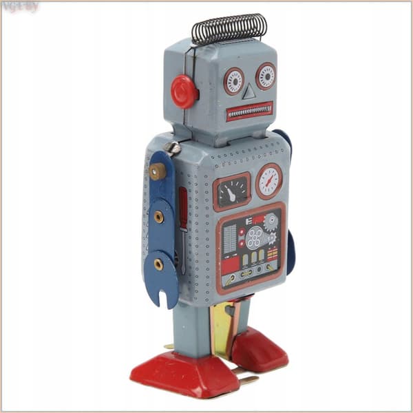 HAND-WINDING RETRO METAL WALKING ROBOT