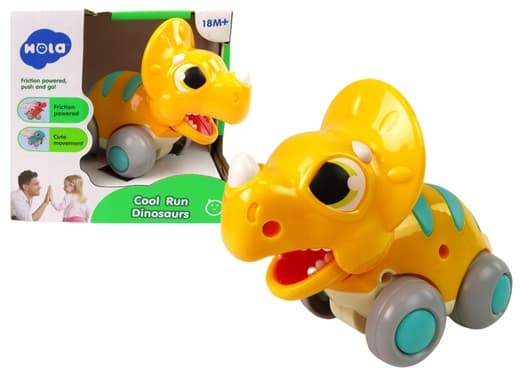 YELLOW DINOSAUR ON WHEELS FIGURINE