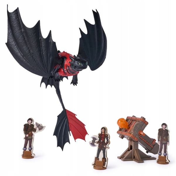 HOW TO TRAIN YOUR DRAGON SET: TOOTHLESS FIGURINE, CATAPULT, TORCH, TOY