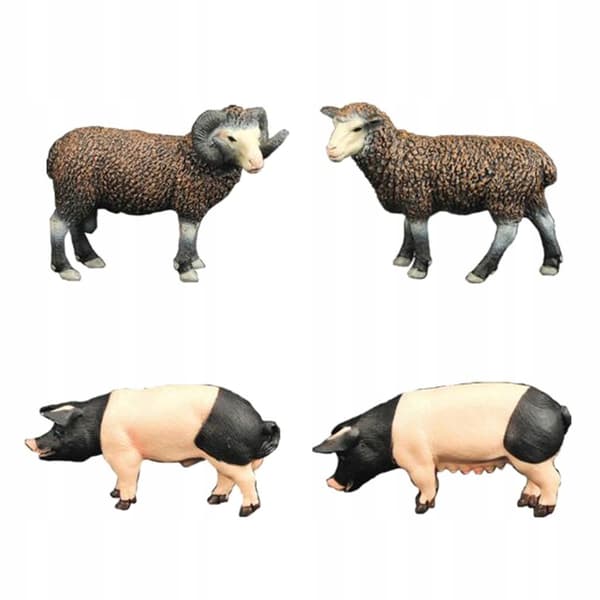 4 x Realistic sheep and pig figurines, Animal figurines, Easter eggs, Cake