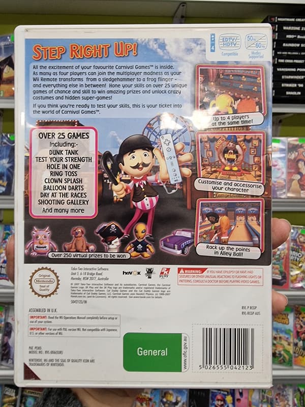 CARNIVAL GAMES FOR NINTENDO WII – COMPLETE SET WITH INSTRUCTIONS 3xANG