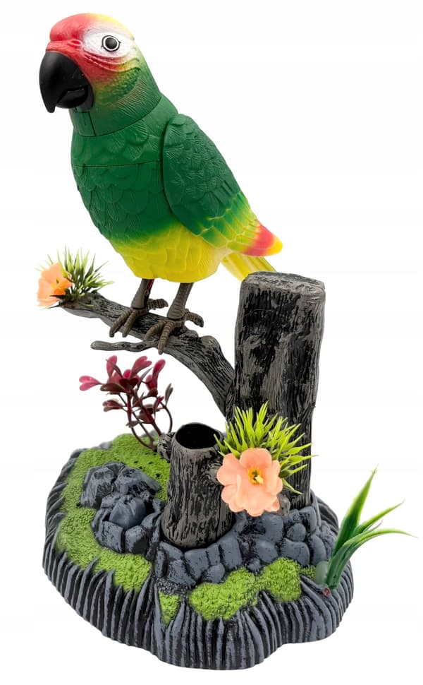 Singing parrot, interactive battery-operated parrot, interactive bird.