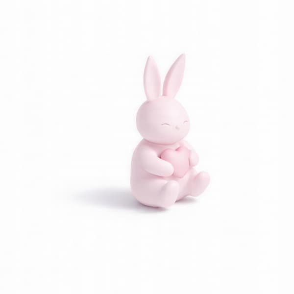 DECORATIVE FIGURINE: SITTING RABBIT WITH A HEART – FOR A SHELF – MANY COLOURS AVAILABLE
