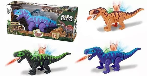 Battery-operated dinosaur: light, sound, moving